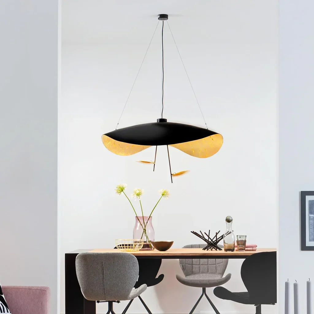 Modern LED Overhead Fixture 17W Metal Hanging Light Black White Gold for Kitchen Dining Room Bedroom Ceiling Mounted