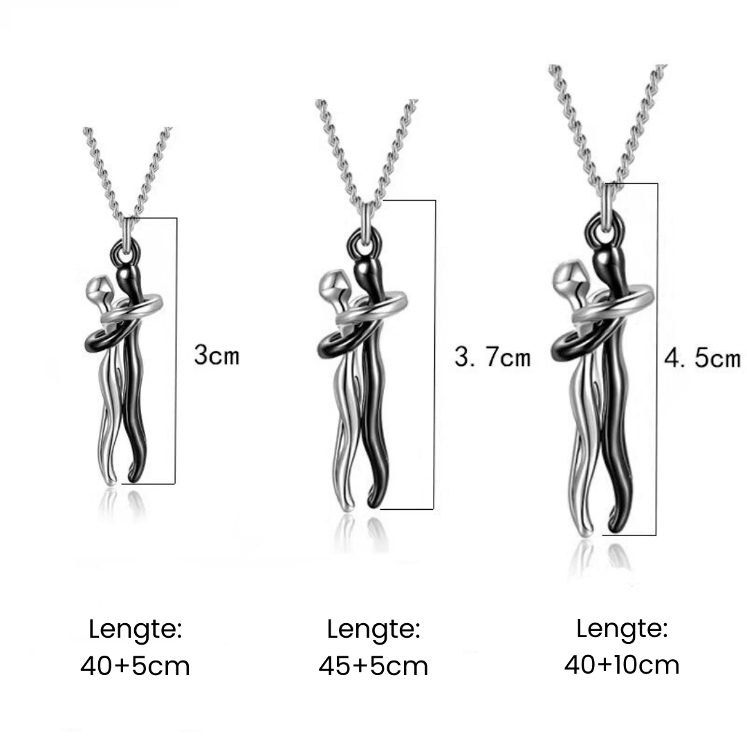 Embrace Necklace Pendant Couple Gift Adjustable Chain Hypoallergenic Stainless Steel Jewelry for Women Men Anniversary Valentine's Day