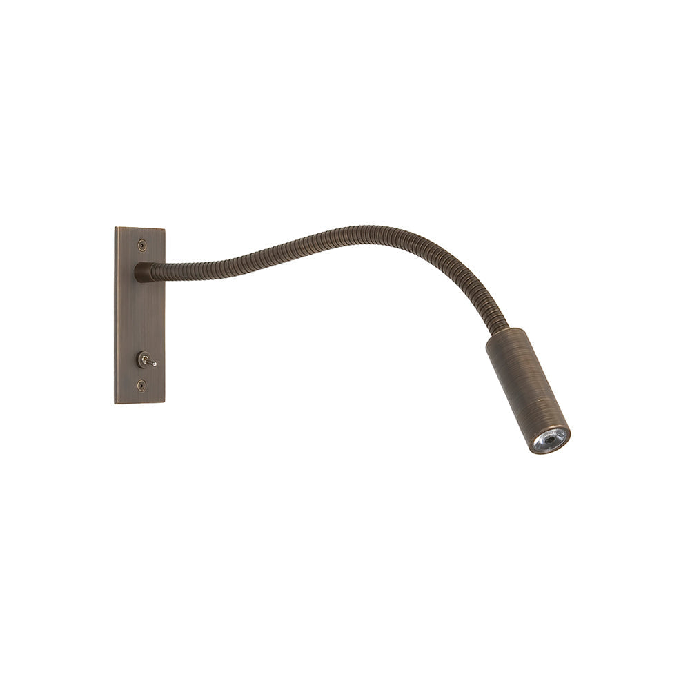 Flexible Gooseneck LED Reading Sconce 14 in Aluminum Indoor Wall Light for Bedroom Hallway Study Modern Task Lighting Push Button Switch