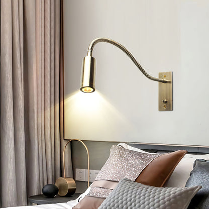 Flexible Gooseneck LED Reading Sconce 14 in Aluminum Indoor Wall Light for Bedroom Hallway Study Modern Task Lighting Push Button Switch