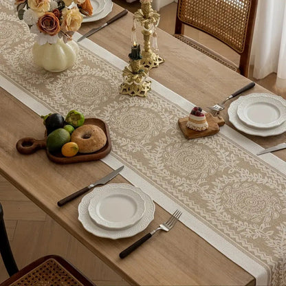 Luxe Linen Table Runner - Soft Woven Cotton Blend, Vintage Charm