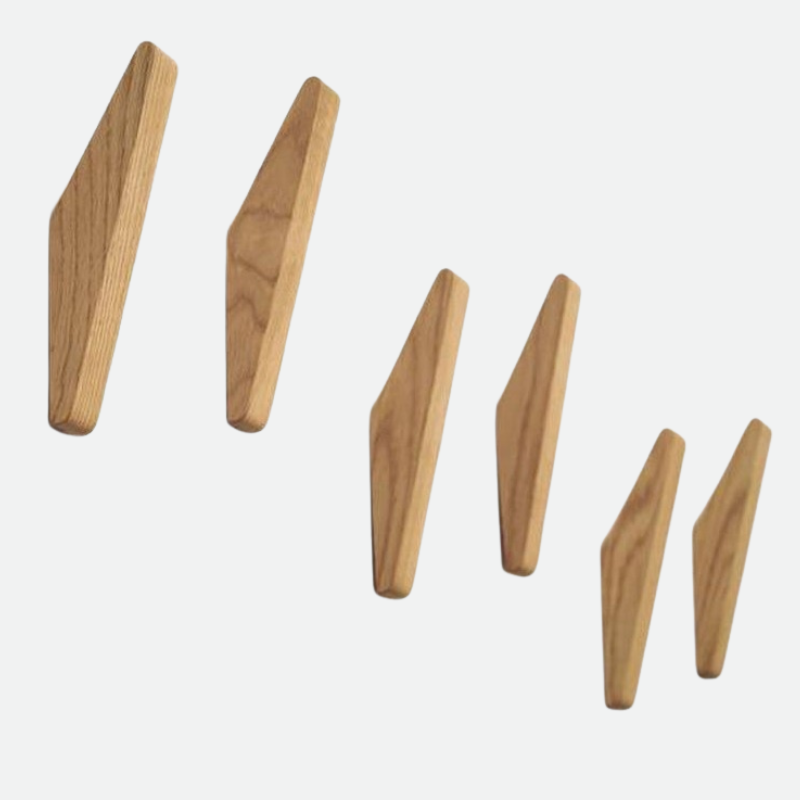 Natural Wood Wall Hooks Set of 2 – 5.3 in Peg Hangers for Coat Towel Bag Storage in Entryway Bedroom Bathroom