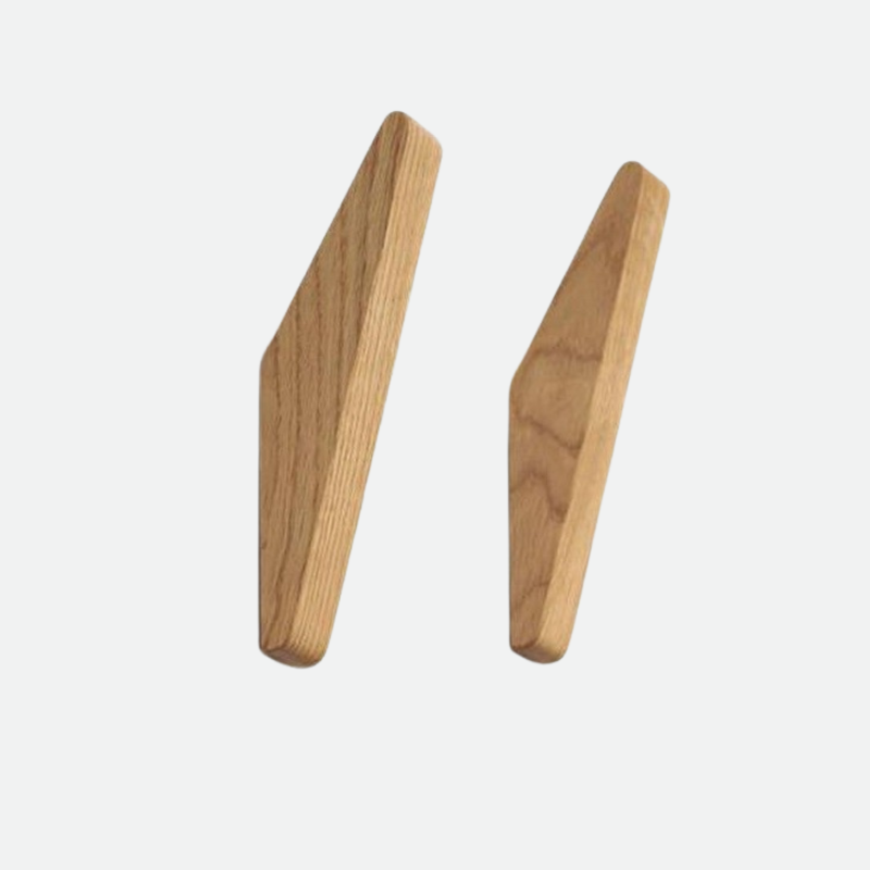 Natural Wood Wall Hooks Set of 2 – 5.3 in Peg Hangers for Coat Towel Bag Storage in Entryway Bedroom Bathroom