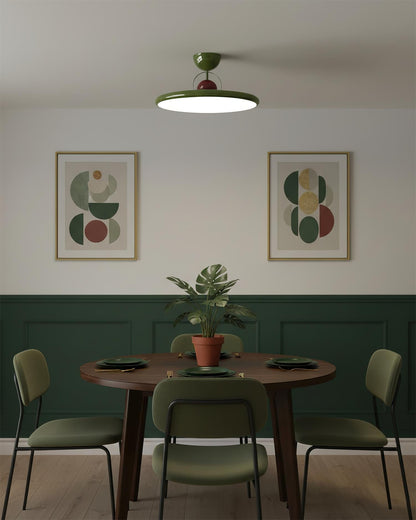 Flush Mount LED Overhead Light for Kitchen, Dining Room & Hallway – Metal Fixture in Chrome, Green or Beige Finish – 16-20 in Dimmable Ambie