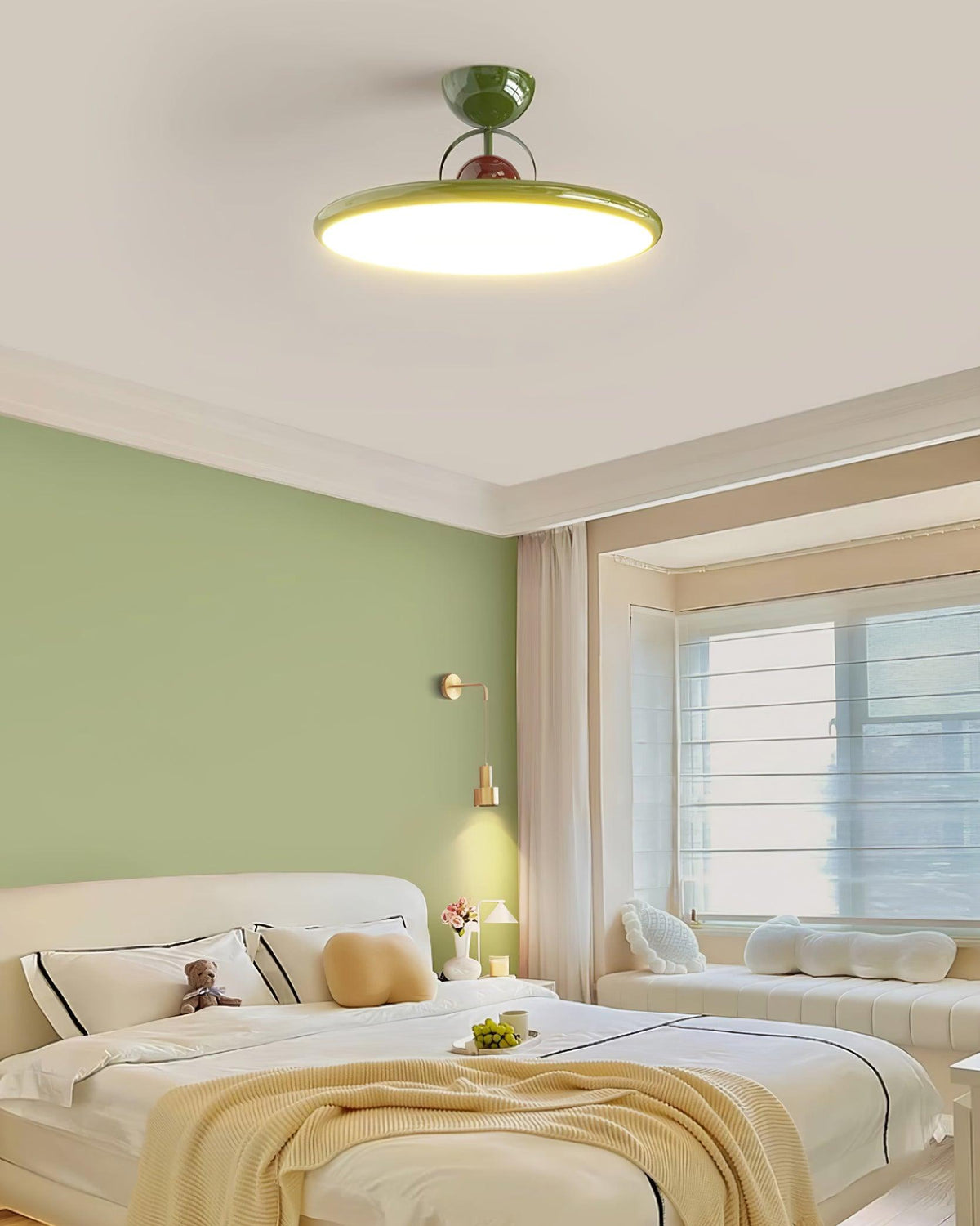 Flush Mount LED Overhead Light for Kitchen, Dining Room & Hallway – Metal Fixture in Chrome, Green or Beige Finish – 16-20 in Dimmable Ambie