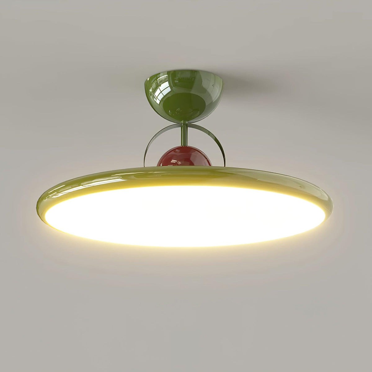 Flush Mount LED Overhead Light for Kitchen, Dining Room & Hallway – Metal Fixture in Chrome, Green or Beige Finish – 16-20 in Dimmable Ambie
