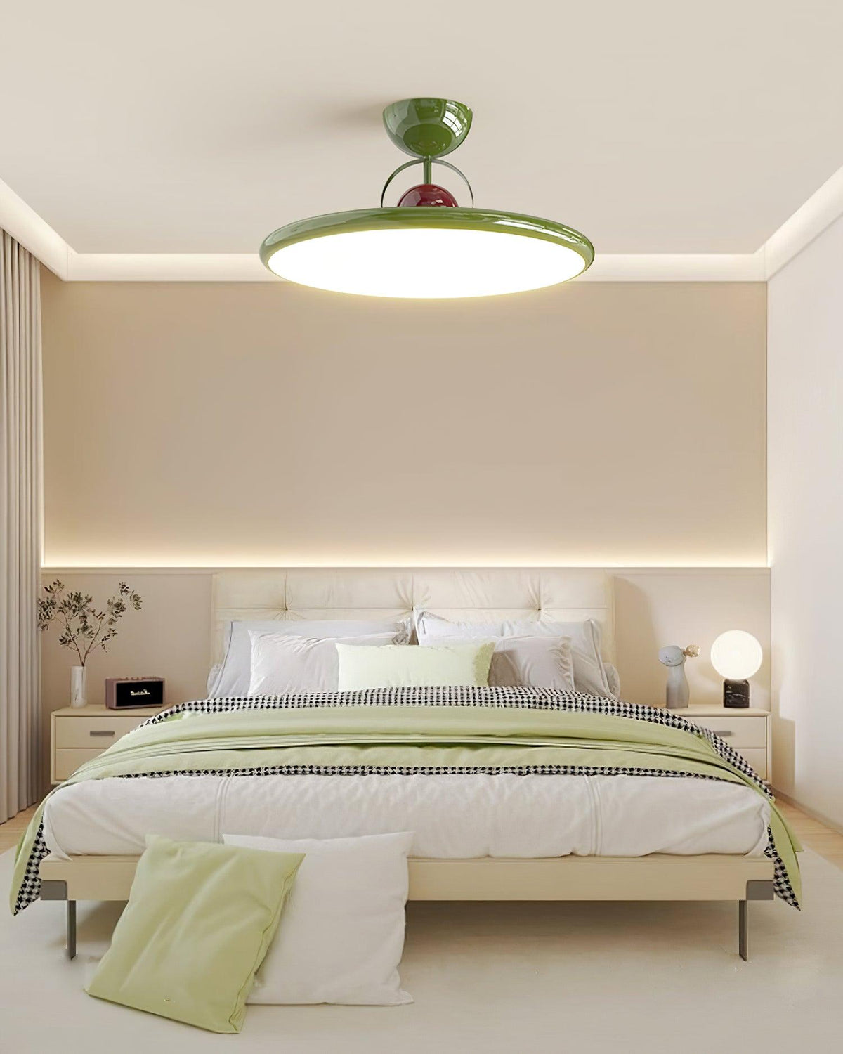 Flush Mount LED Overhead Light for Kitchen, Dining Room & Hallway – Metal Fixture in Chrome, Green or Beige Finish – 16-20 in Dimmable Ambie