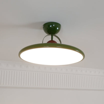 Flush Mount LED Overhead Light for Kitchen, Dining Room & Hallway – Metal Fixture in Chrome, Green or Beige Finish – 16-20 in Dimmable Ambie