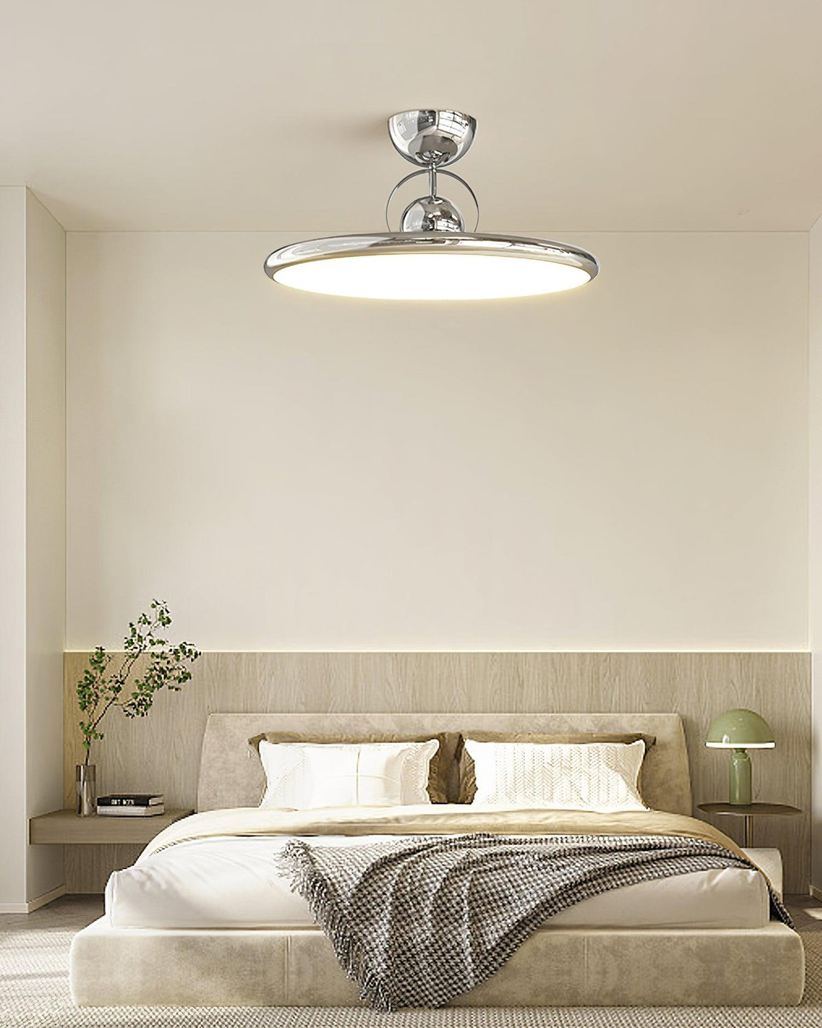 Flush Mount LED Overhead Light for Kitchen, Dining Room & Hallway – Metal Fixture in Chrome, Green or Beige Finish – 16-20 in Dimmable Ambie