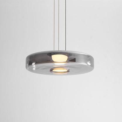 Tiered Glass Pendant Ceiling Fixture LED Multi-Level Hanging Light for Kitchen Island Dining Room Modern Layered Chandelier Adjustable Heigh