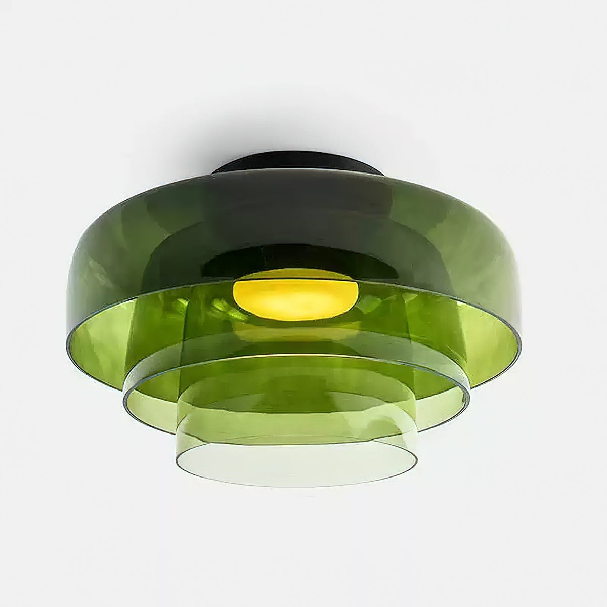 Tiered LED Flush Mount Light 16.5 in Glass Metal Indoor Fixture for Bedroom Living Room Low Ceilings Adjustable Color Temperature 3000K 4000