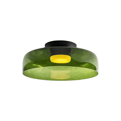 Multi-Tier Glass LED Overhead Light 13–16 Inch Green for Bedroom Living Room Hallway Contemporary Flush Mount Fixture 10W Dimmable