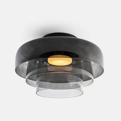 Multi-Tier Glass LED Overhead Light 13–16 Inch Green for Bedroom Living Room Hallway Contemporary Flush Mount Fixture 10W Dimmable