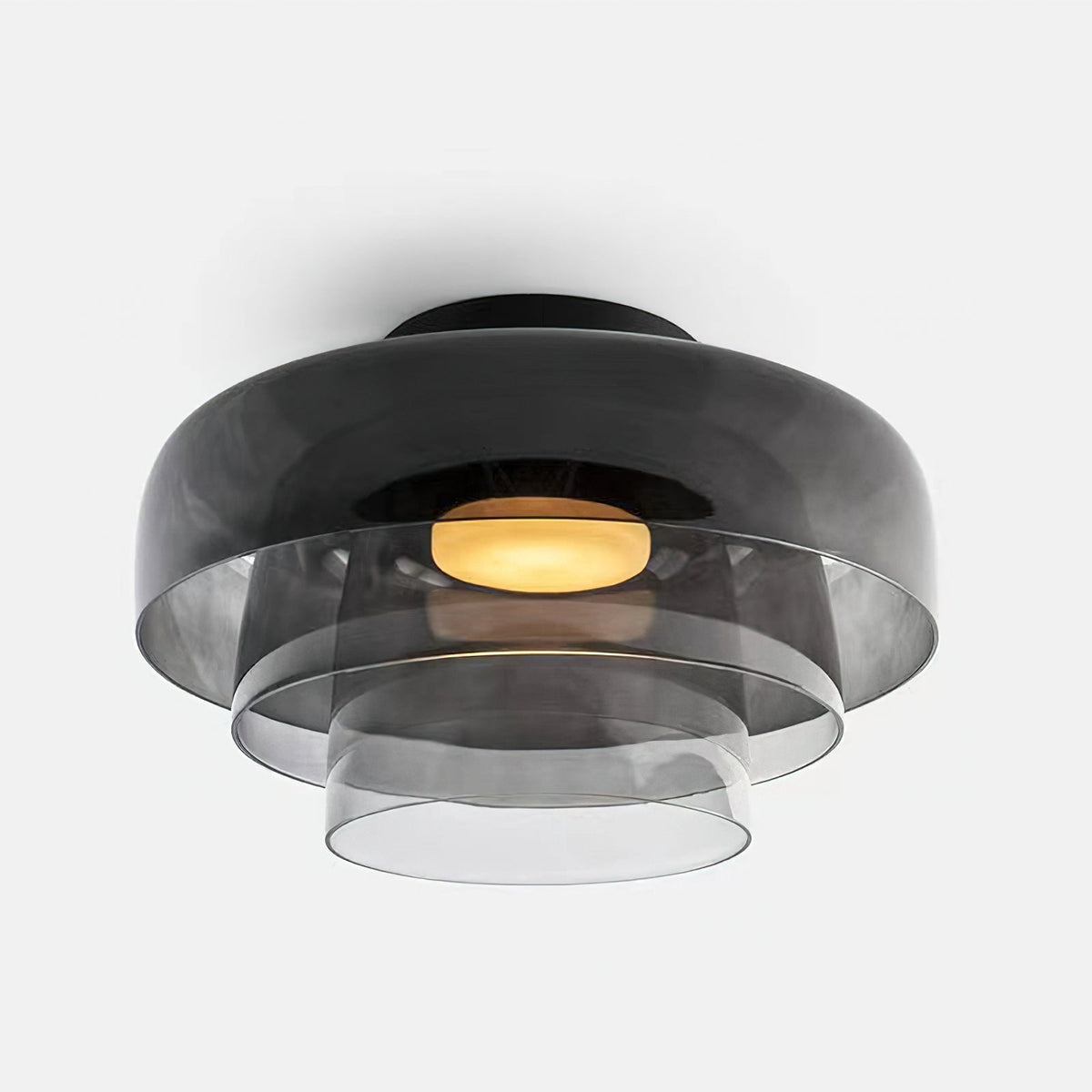 Multi-Tier Glass LED Overhead Light 13–16 Inch Green for Bedroom Living Room Hallway Contemporary Flush Mount Fixture 10W Dimmable