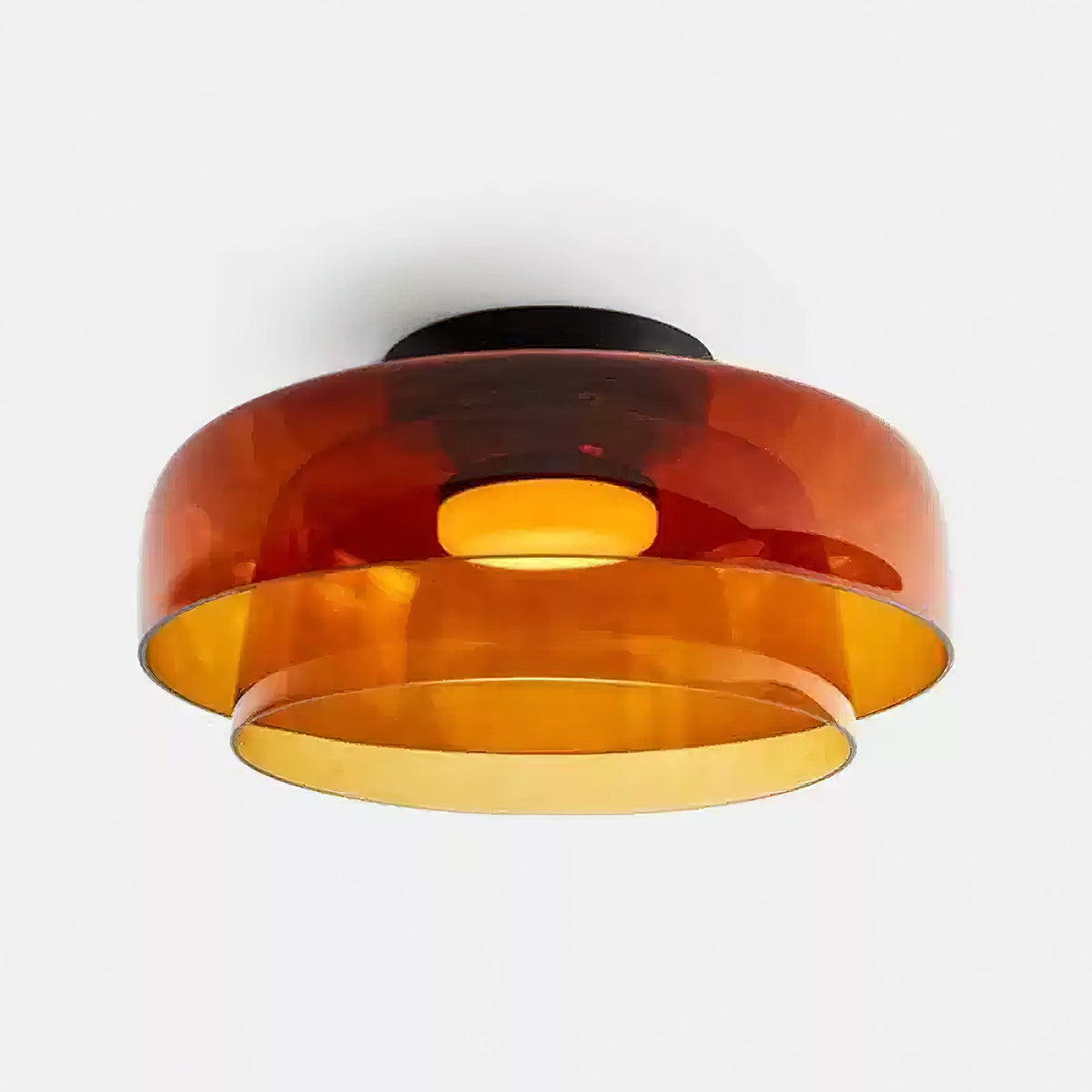 Multi-Tier Glass LED Overhead Light 13–16 Inch Green for Bedroom Living Room Hallway Contemporary Flush Mount Fixture 10W Dimmable