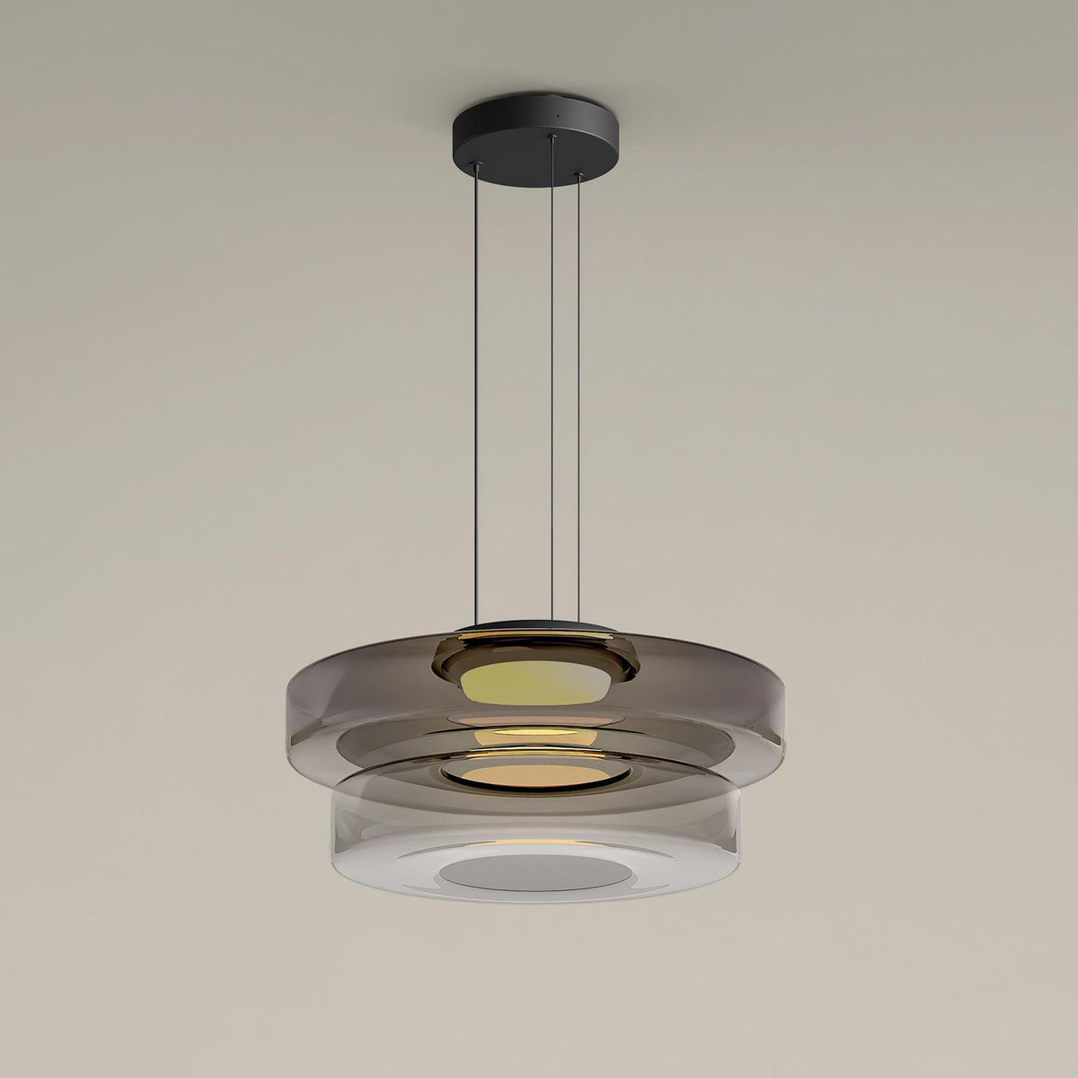 Tiered Glass Pendant Ceiling Fixture LED Multi-Level Hanging Light for Kitchen Island Dining Room Modern Layered Chandelier Adjustable Heigh