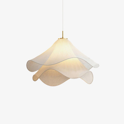 Layered Flower Petal Hanging Light Fixture White and Gold 24-Inch Diameter Adjustable Drop for Dining Room Kitchen Bedroom Above Table or Is