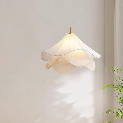 Layered Flower Petal Hanging Light Fixture White and Gold 24-Inch Diameter Adjustable Drop for Dining Room Kitchen Bedroom Above Table or Is