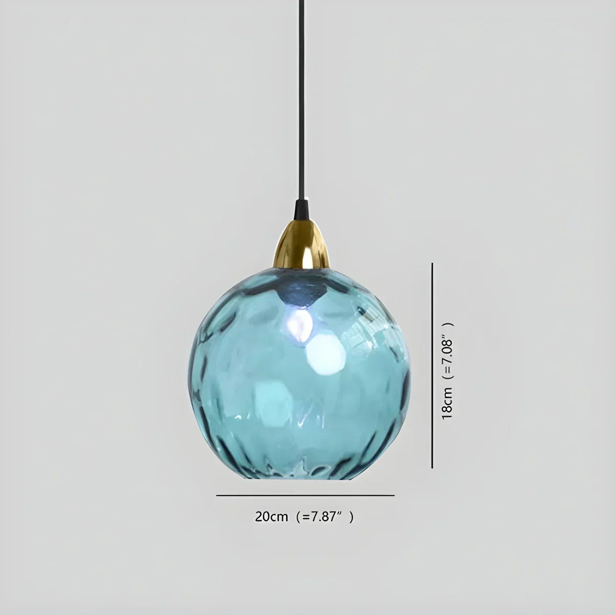 Spherical Glass Ceiling Fixture E26 Socket 8-Inch Gray Shade for Dining Areas Bedrooms Kitchens Adjustable Cord Ambient Fixture