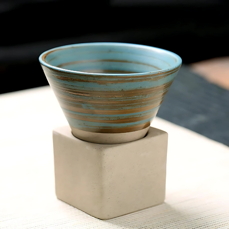 Handcrafted Ceramic Coffee Cup with Saucer – Japanese-Inspired Glazed Espresso Mug for Coffee Lovers & Tea Enthusiasts