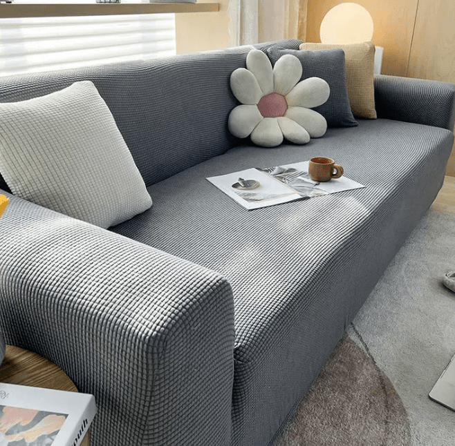 Stretch Sofa Cover Non-Slip Ribbed Jacquard Couch Slipcover Protector for Living Room
