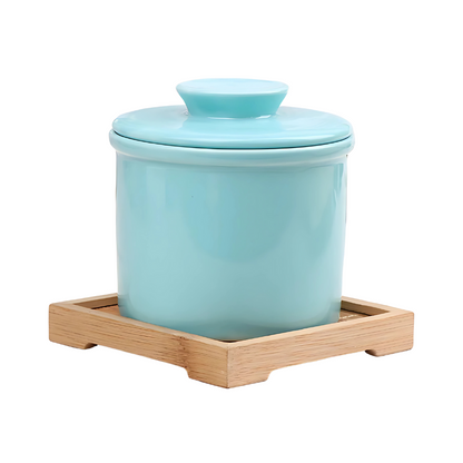 Ceramic Butter Keeper with Water Seal for Spreadable Butter – Countertop Storage Crock for Kitchen