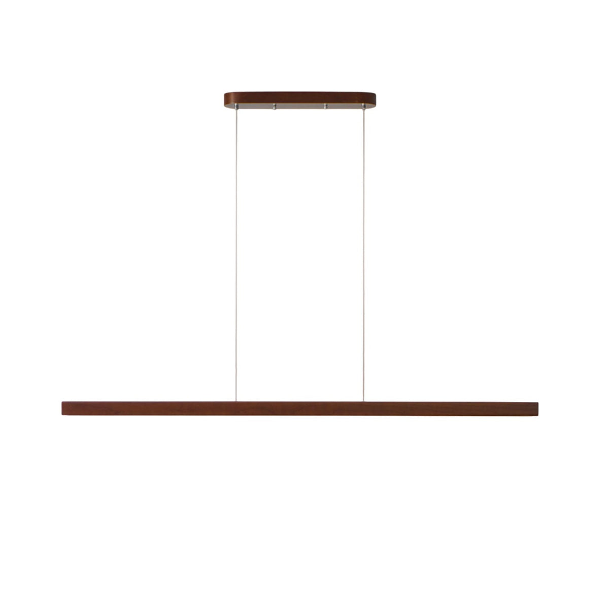 Linear Wooden Overhead Fixture Built-In LED Dining Room Kitchen Island Suspended Beam Natural Finish Adjustable Cables Contemporary Home Lig
