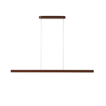 Linear Wooden Overhead Fixture Built-In LED Dining Room Kitchen Island Suspended Beam Natural Finish Adjustable Cables Contemporary Home Lig