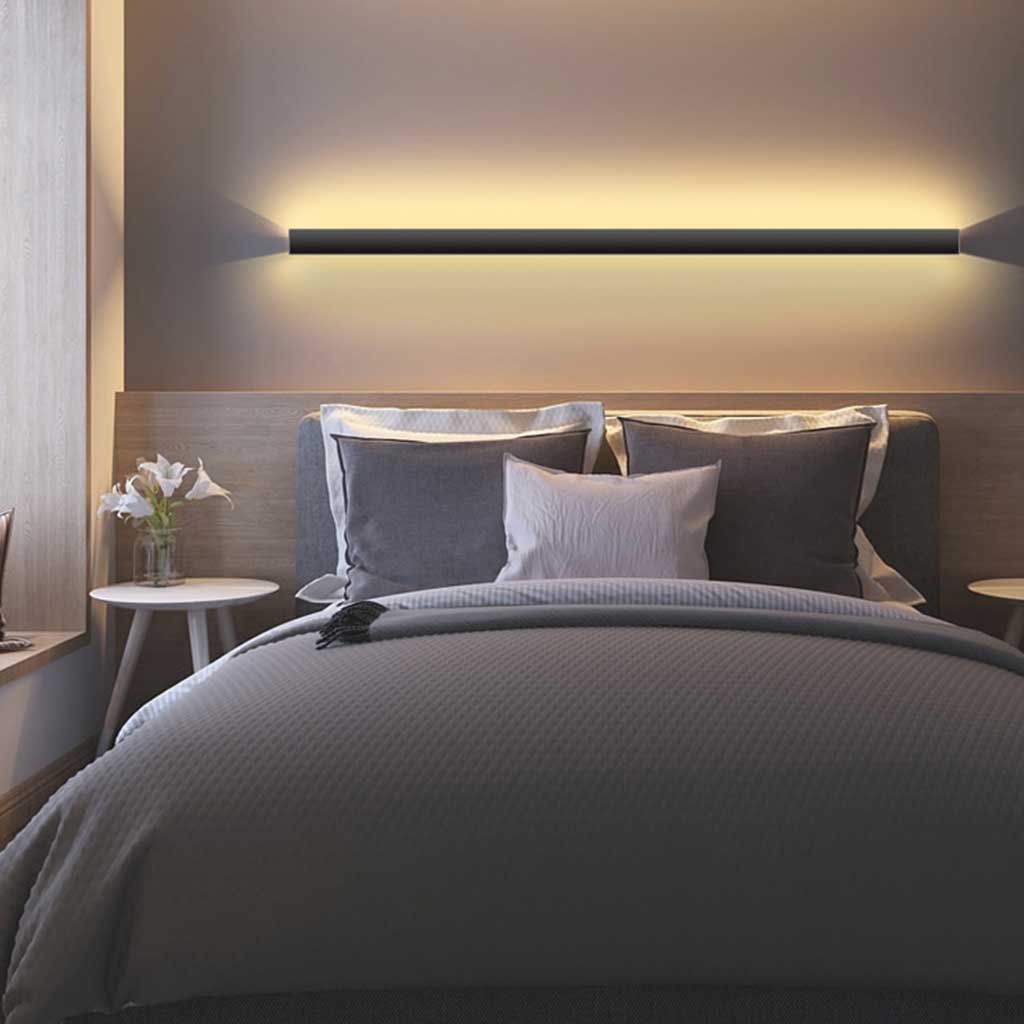 Sleek Aluminum LED Sconce Light Fixture Dimmable Modern Low-Profile Installation for Bedroom Living Room Study Adjustable Brightness