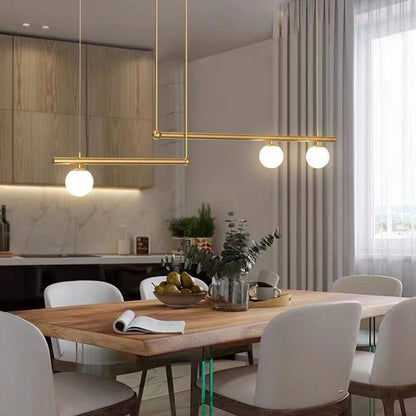 Linear Pendant Fixture Metal & Glass Multi-Bulb Adjustable Hanging Light for Kitchen Island Dining Table 47-63 in Modern Overhead Lighting G