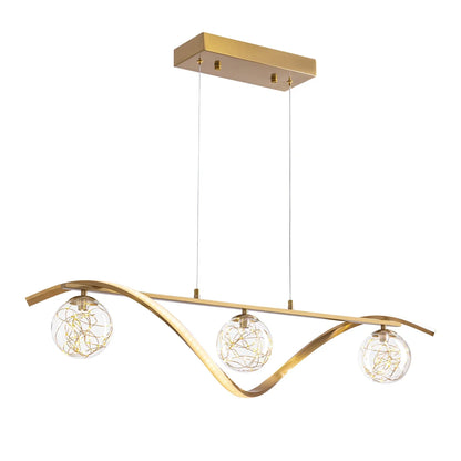 LED Chandelier for Kitchen Island & Dining Room 39 in Gold Glass Globe Ceiling Light Hanging Fixture Modern Linear Suspended Lighting for Di