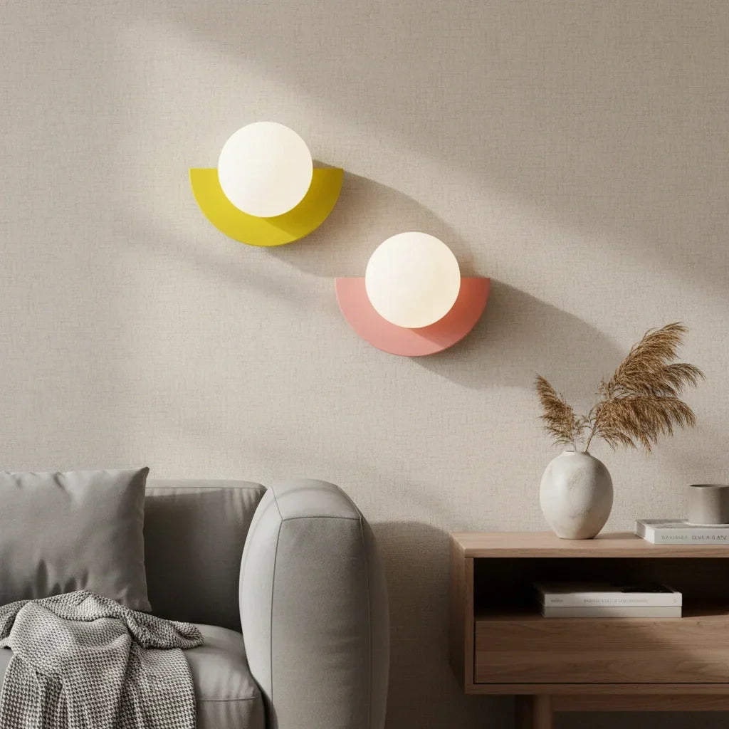 Contemporary Glass Globe Sconce 10 Inch LED Accent Fixture for Bedrooms Living Rooms Hallways Reading Nooks Multicolor Metal Frame Wall Moun