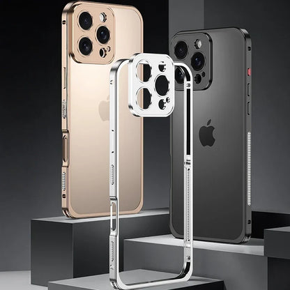 Aluminum Bumper Case for iPhone with Ventilation Grills & Detachable Lens Shield – Shock-Absorbing Frame for 12 Pro Max to 17 Series