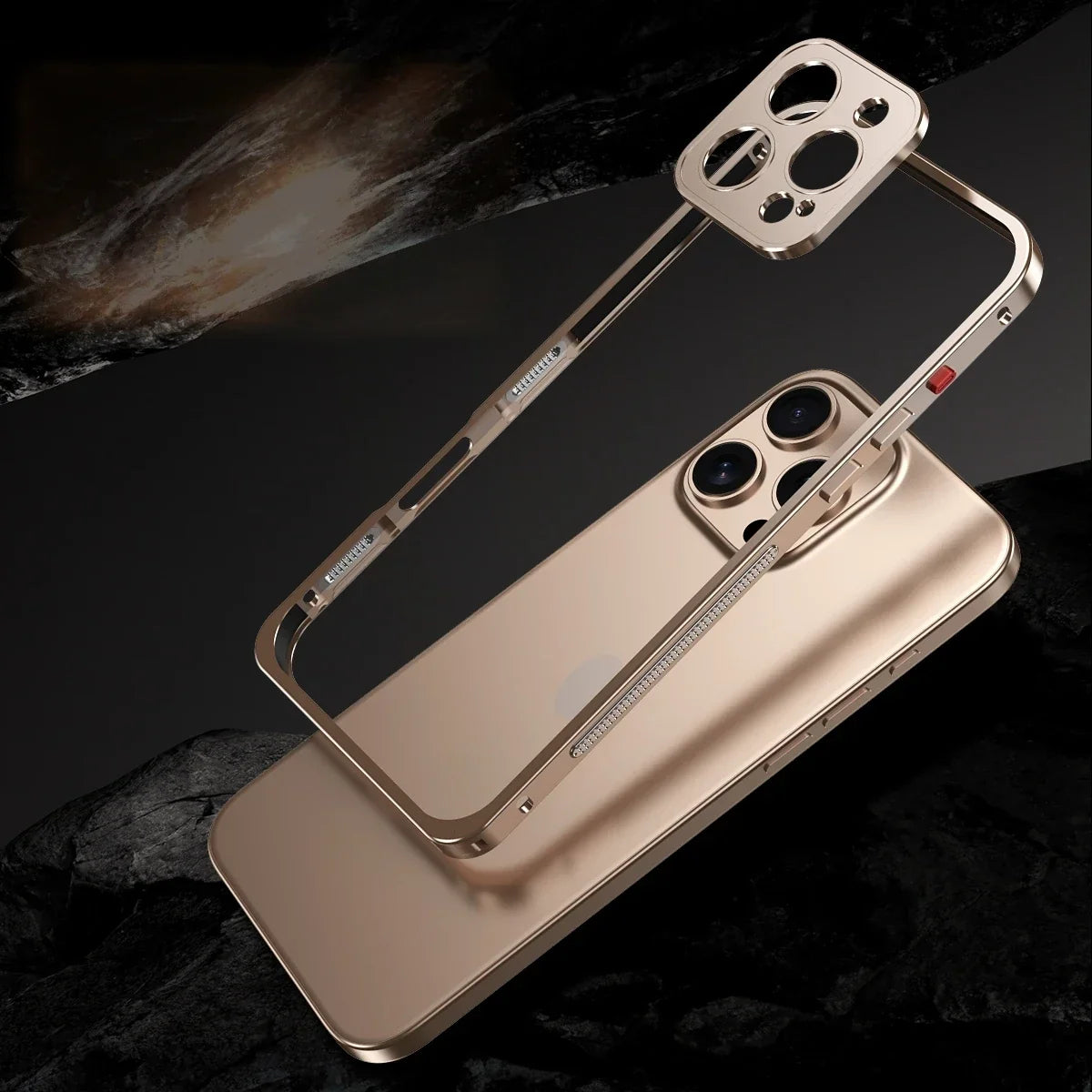 Aluminum Bumper Case for iPhone with Ventilation Grills & Detachable Lens Shield – Shock-Absorbing Frame for 12 Pro Max to 17 Series