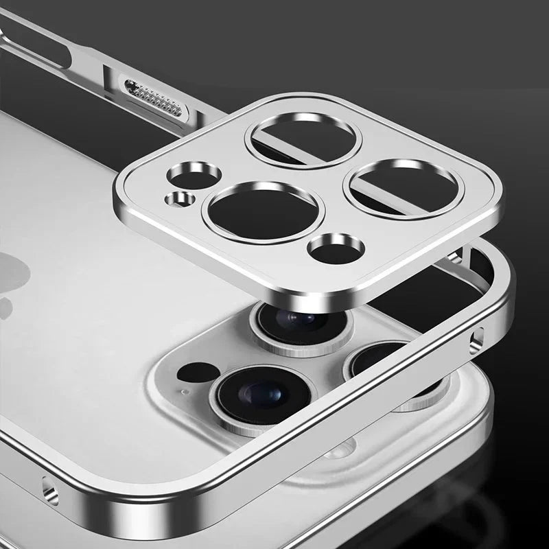 Aluminum Bumper Case for iPhone with Ventilation Grills & Detachable Lens Shield – Shock-Absorbing Frame for 12 Pro Max to 17 Series
