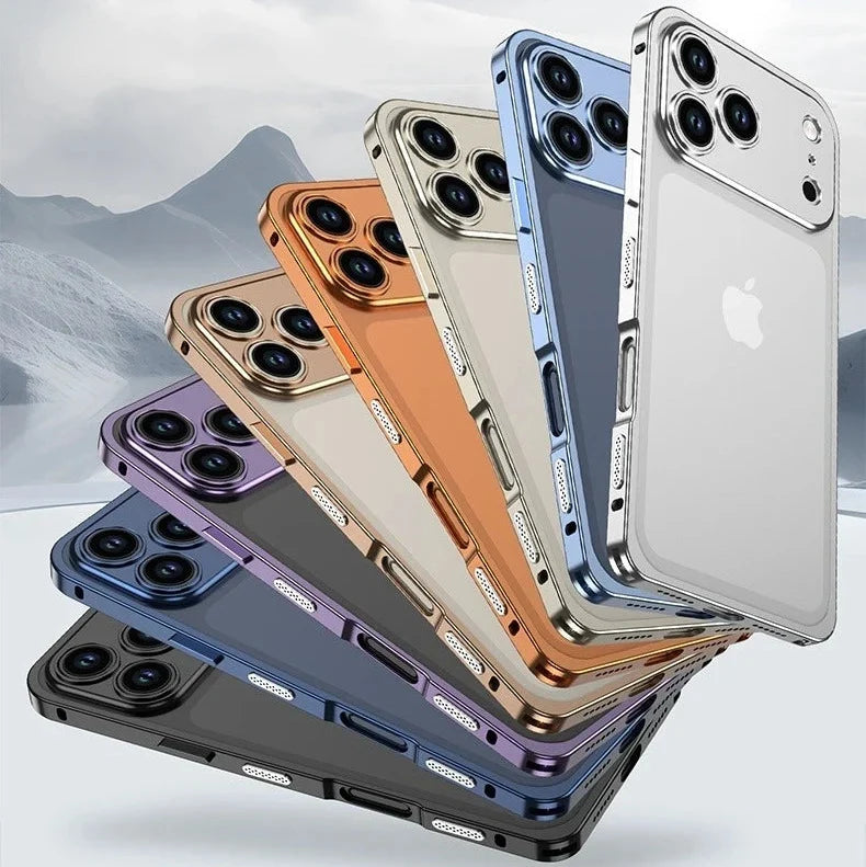 Aluminum Bumper Case for iPhone with Ventilation Grills & Detachable Lens Shield – Shock-Absorbing Frame for 12 Pro Max to 17 Series