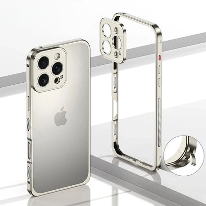 Aluminum Bumper Case for iPhone with Ventilation Grills & Detachable Lens Shield – Shock-Absorbing Frame for 12 Pro Max to 17 Series