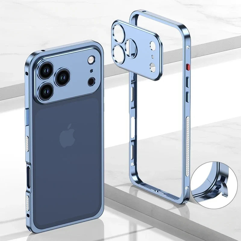 Aluminum Bumper Case for iPhone with Ventilation Grills & Detachable Lens Shield – Shock-Absorbing Frame for 12 Pro Max to 17 Series
