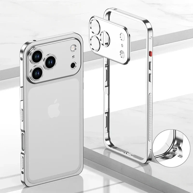 Aluminum Bumper Case for iPhone with Ventilation Grills & Detachable Lens Shield – Shock-Absorbing Frame for 12 Pro Max to 17 Series