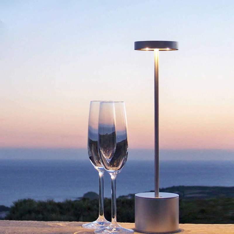 Cordless LED Accent Lamp for Patio, Bedroom & Outdoor Dining – Dimmable Rechargeable Metal Light 13.4 Inches Tall USB Powered for Home Garde