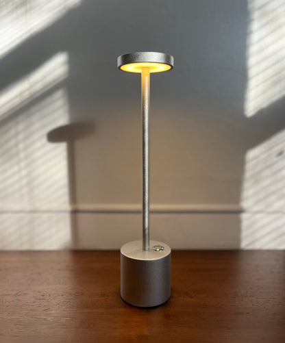 Cordless LED Accent Lamp for Patio, Bedroom & Outdoor Dining – Dimmable Rechargeable Metal Light 13.4 Inches Tall USB Powered for Home Garde