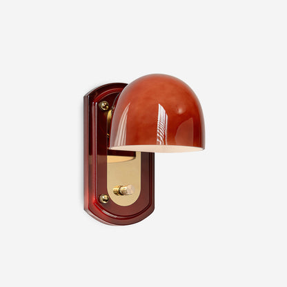 Dome Sconce Hardwired Fixture 8 Inch Red & Gold Finish Metal Shade for Hallway Bedroom Living Room Indoor Accent Lighting E26 Base