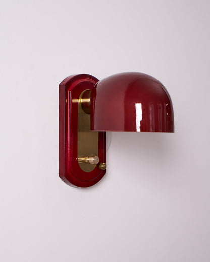 Dome Sconce Hardwired Fixture 8 Inch Red & Gold Finish Metal Shade for Hallway Bedroom Living Room Indoor Accent Lighting E26 Base