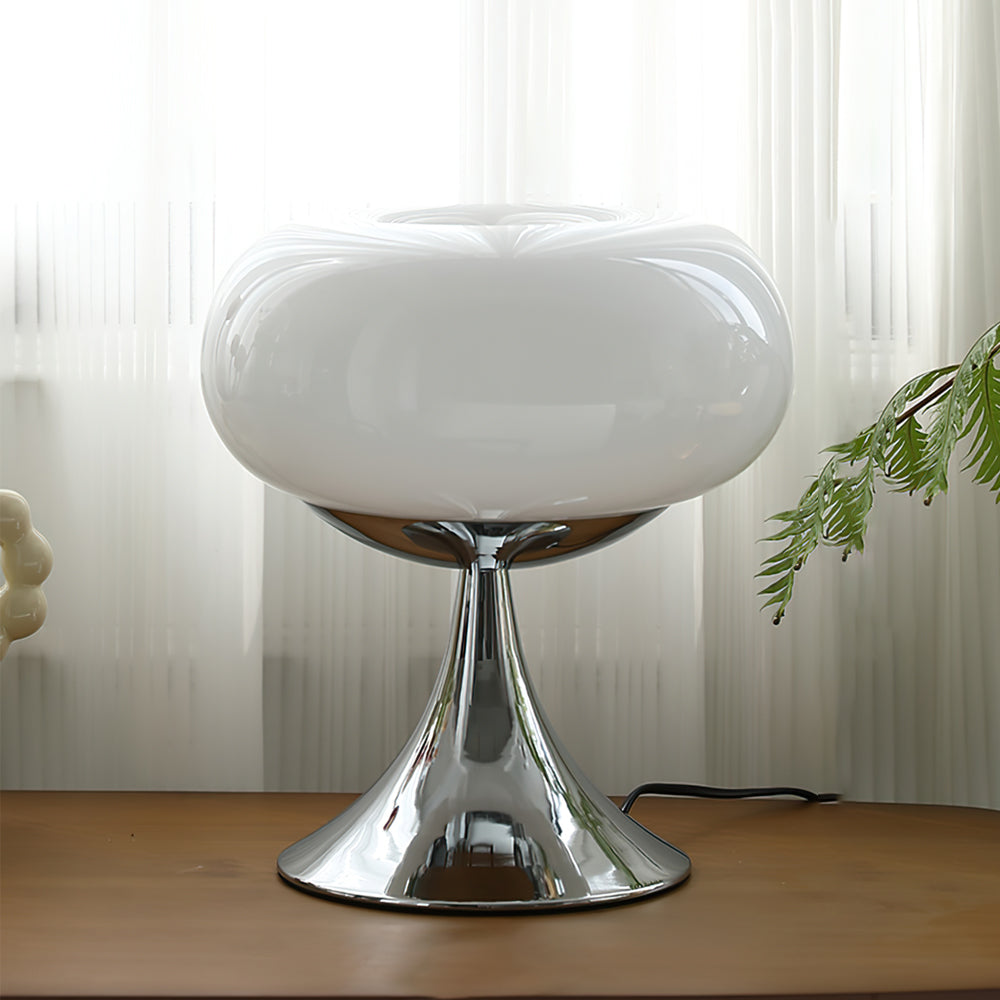 LED Desk Lamp 11 Inch Metal Glass Construction Modern Accent Light for Bedroom Office Nightstand Chrome White Green Cream Indoor