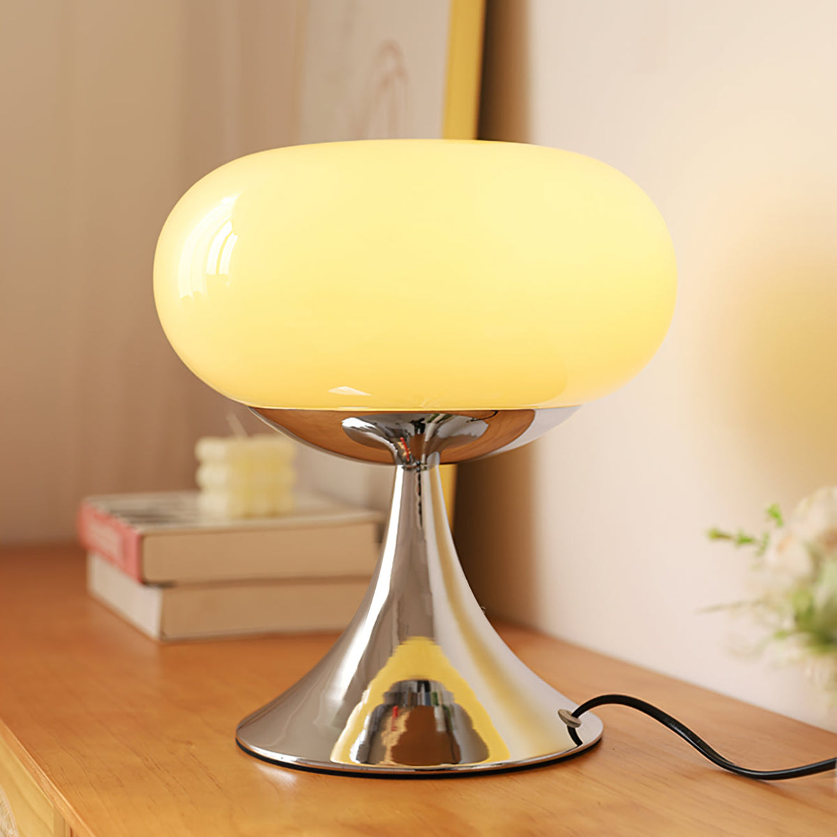 LED Desk Lamp 11 Inch Metal Glass Construction Modern Accent Light for Bedroom Office Nightstand Chrome White Green Cream Indoor