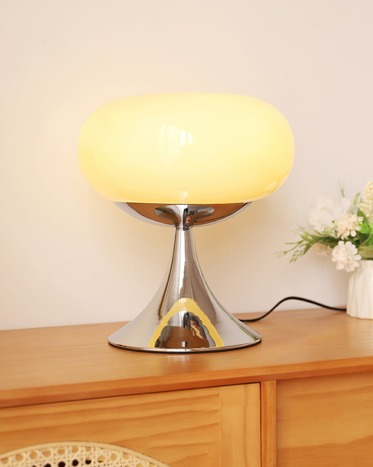 LED Desk Lamp 11 Inch Metal Glass Construction Modern Accent Light for Bedroom Office Nightstand Chrome White Green Cream Indoor