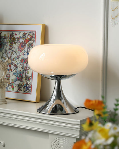LED Desk Lamp 11 Inch Metal Glass Construction Modern Accent Light for Bedroom Office Nightstand Chrome White Green Cream Indoor