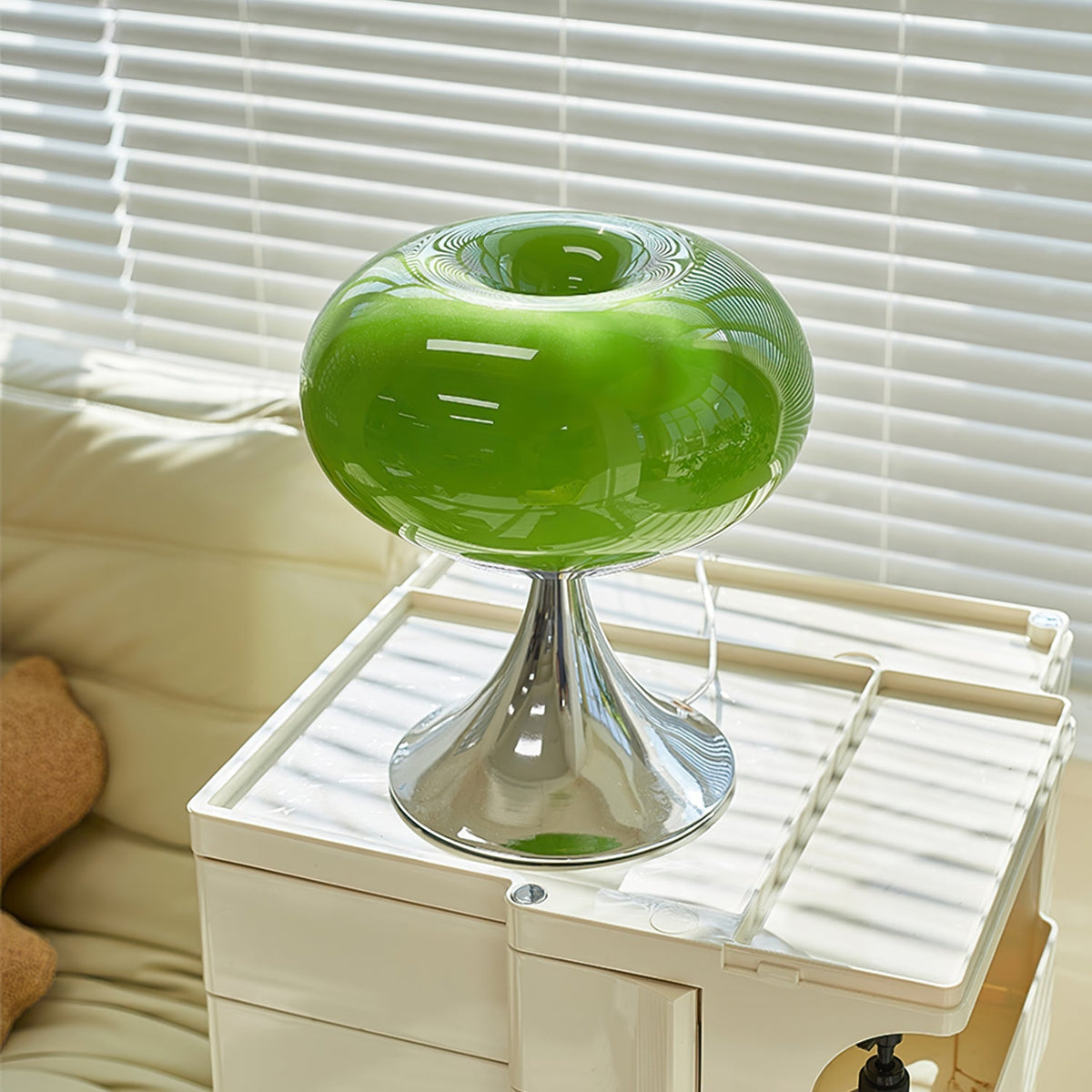 LED Desk Lamp 11 Inch Metal Glass Construction Modern Accent Light for Bedroom Office Nightstand Chrome White Green Cream Indoor