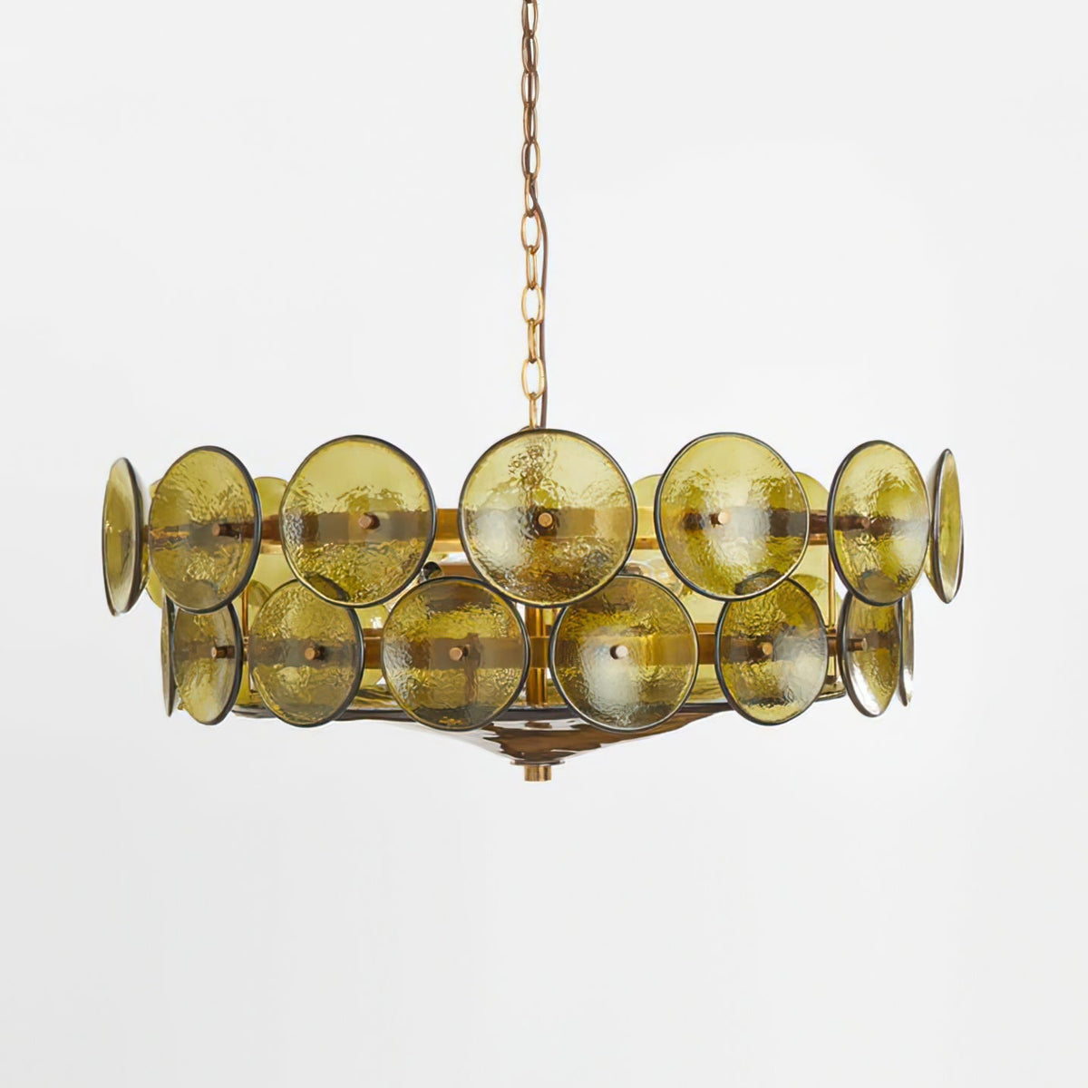Tiered Glass Disc Pendant Light for Dining Room – Amber Circular Shade Ceiling Fixture – Adjustable Hanging Lamp for Kitchen Island Living R