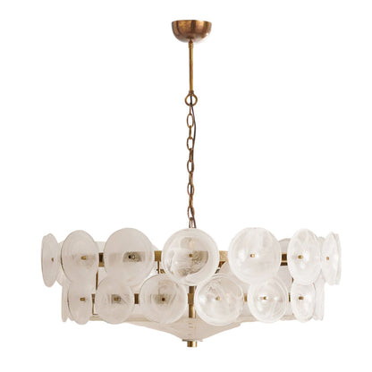 Tiered Glass Disc Pendant Light for Dining Room – Amber Circular Shade Ceiling Fixture – Adjustable Hanging Lamp for Kitchen Island Living R
